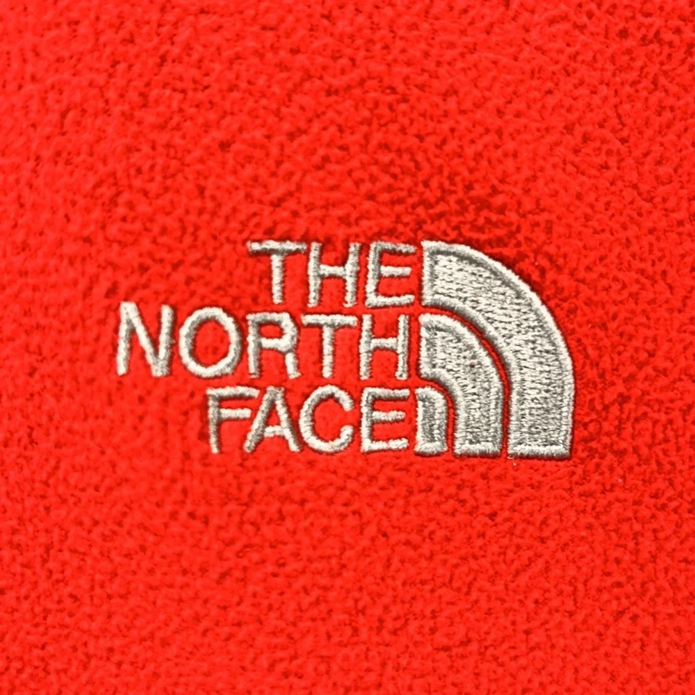The North Face Jacket Mens Medium Gray Red‎ Fleece 1/4 Zip Pullover Pockets